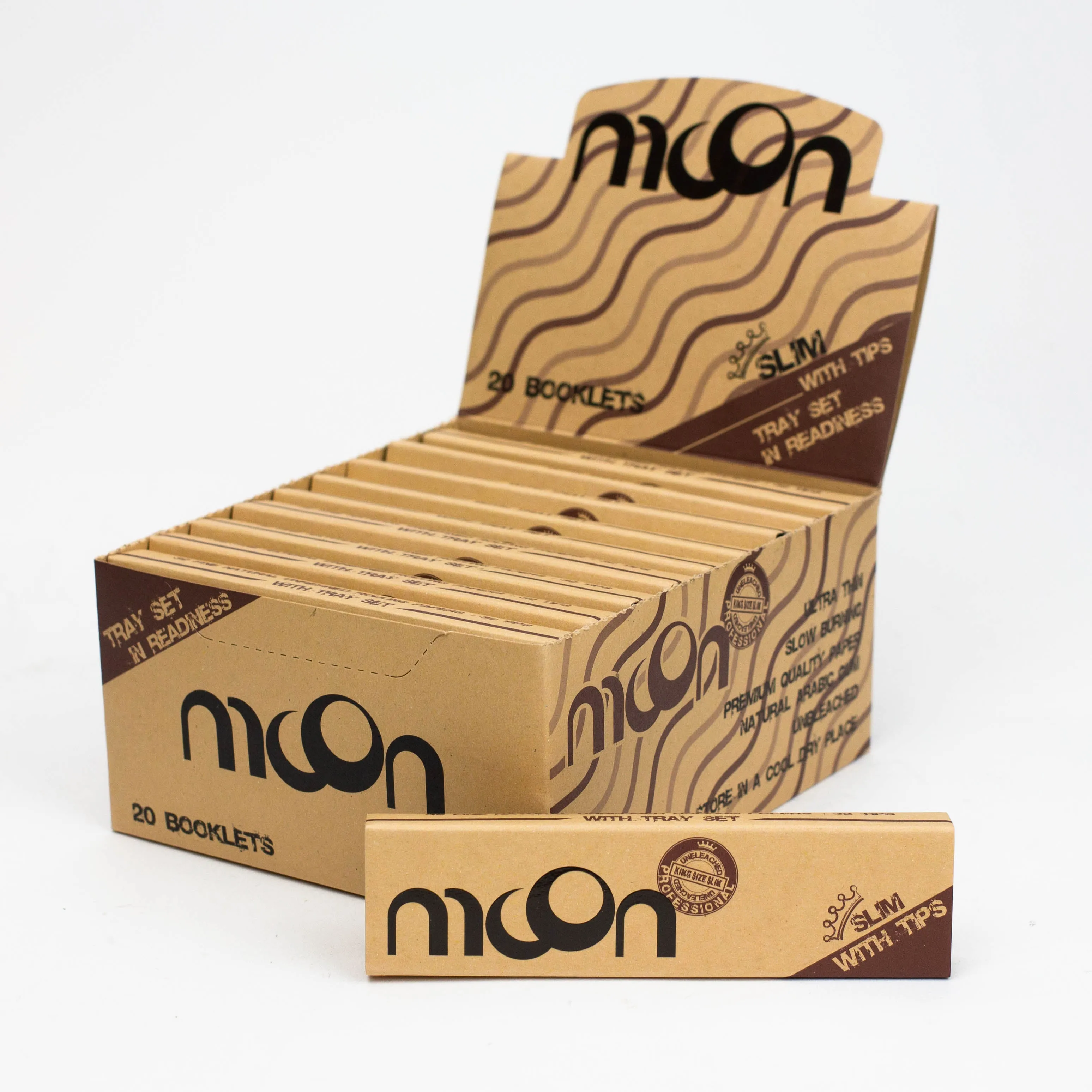 MOON - Premier Brown Rolling Paper with Tips