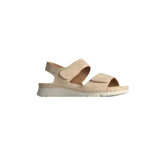 Perforated Velcro Sandals - Beige