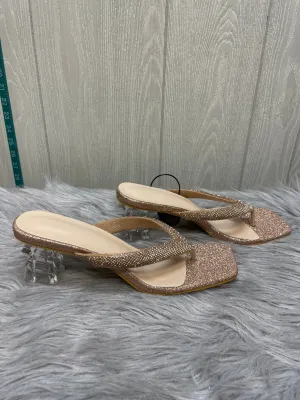 Sandals Heels Block By Clothes Mentor In Rose Gold, Size: 11.5