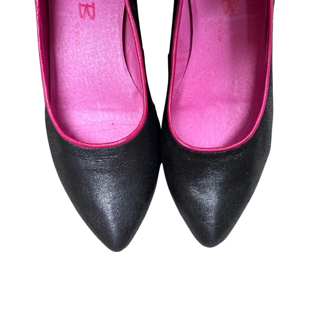 Tuille - Black and fuchsia flat shoes- last pairs 35, 36 & 37