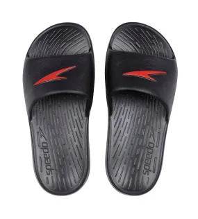 Unisex Junior's Single Colour Slides - Black & Lava Red