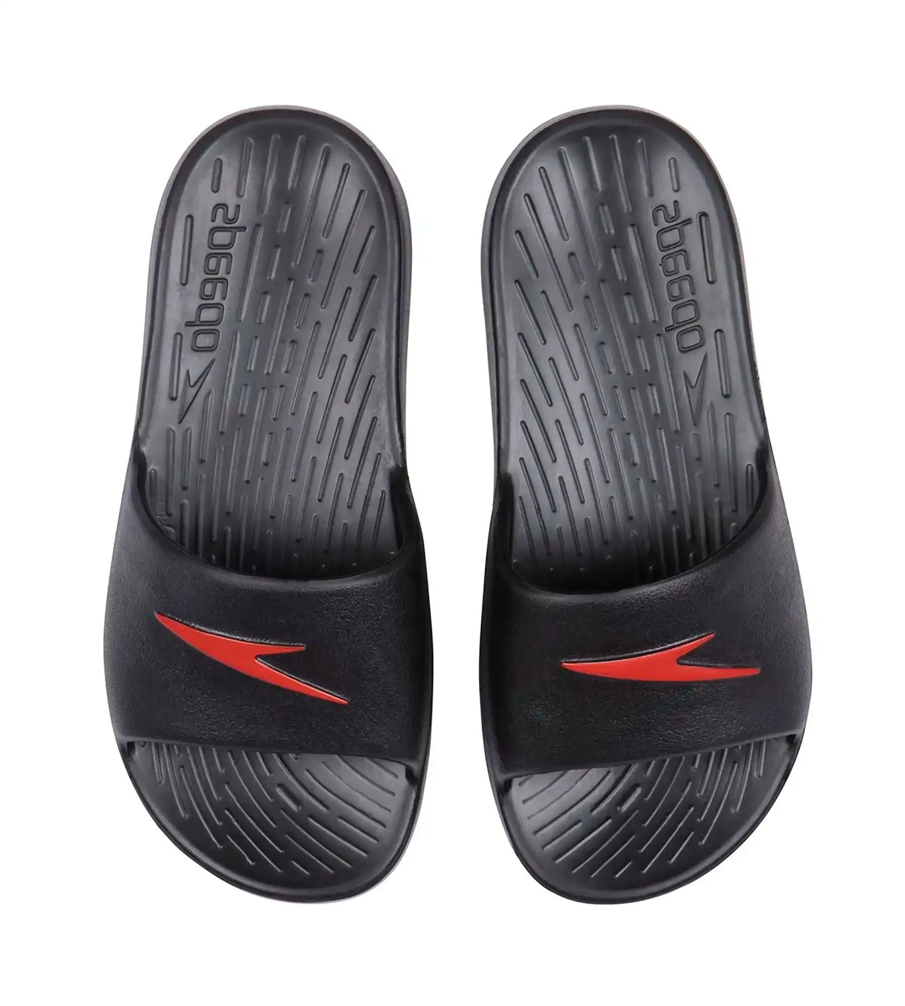 Unisex Junior's Single Colour Slides - Black & Lava Red