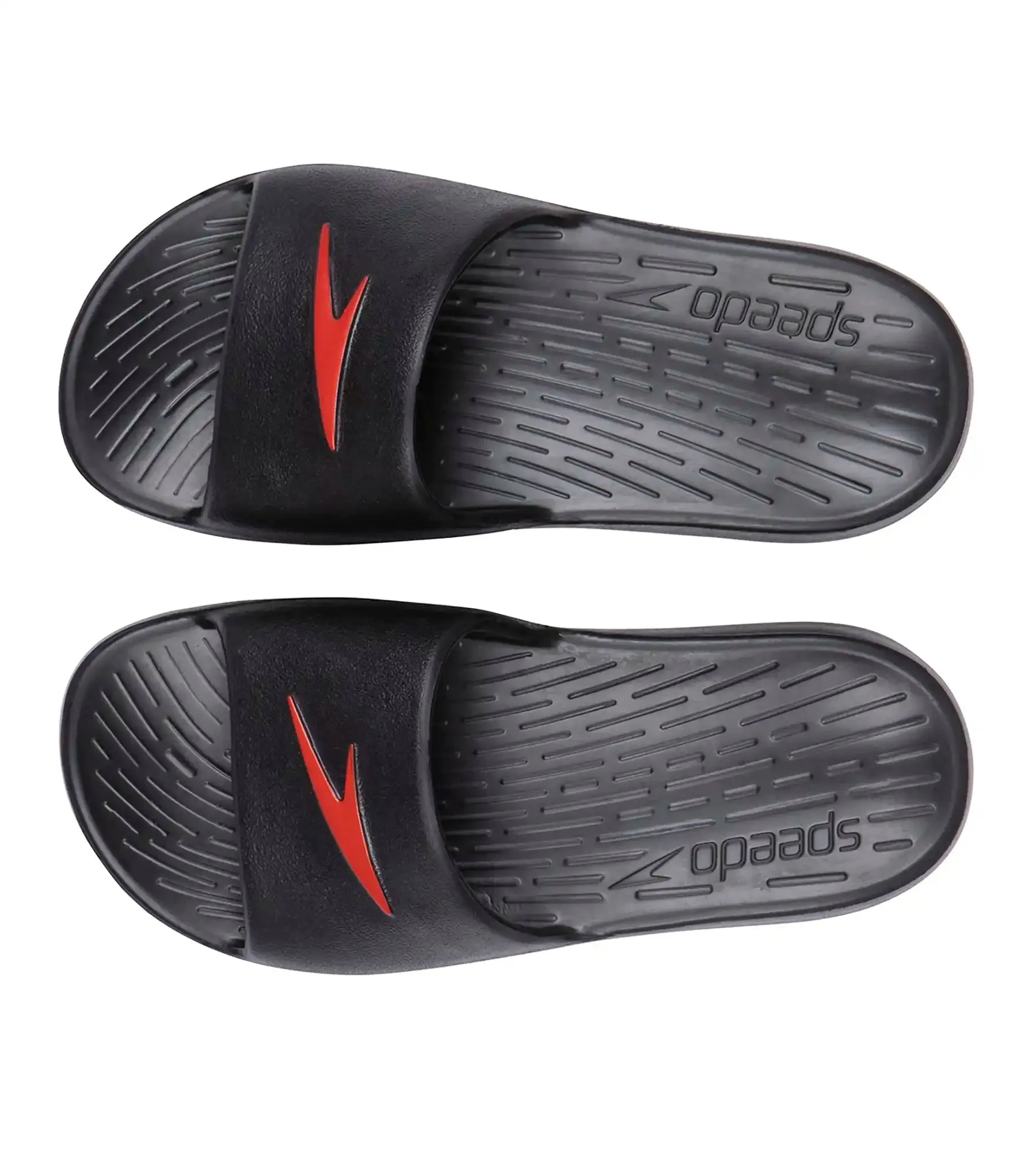 Unisex Junior's Single Colour Slides - Black & Lava Red