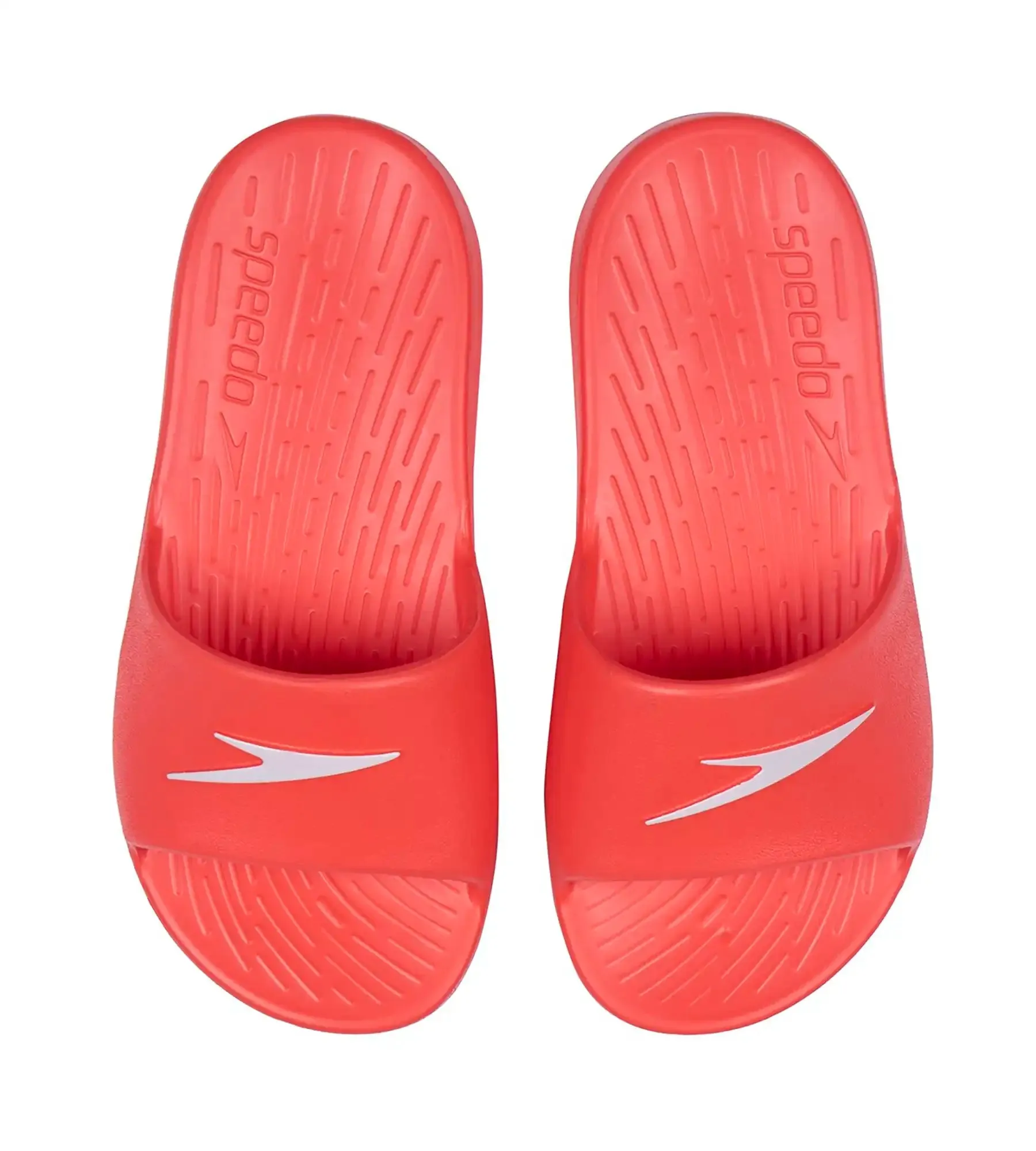 Unisex Junior's Single Colour Slides - Lava Red & White