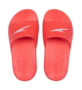 Unisex Junior's Single Colour Slides - Lava Red & White